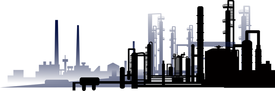 Silhouet van een industriële site